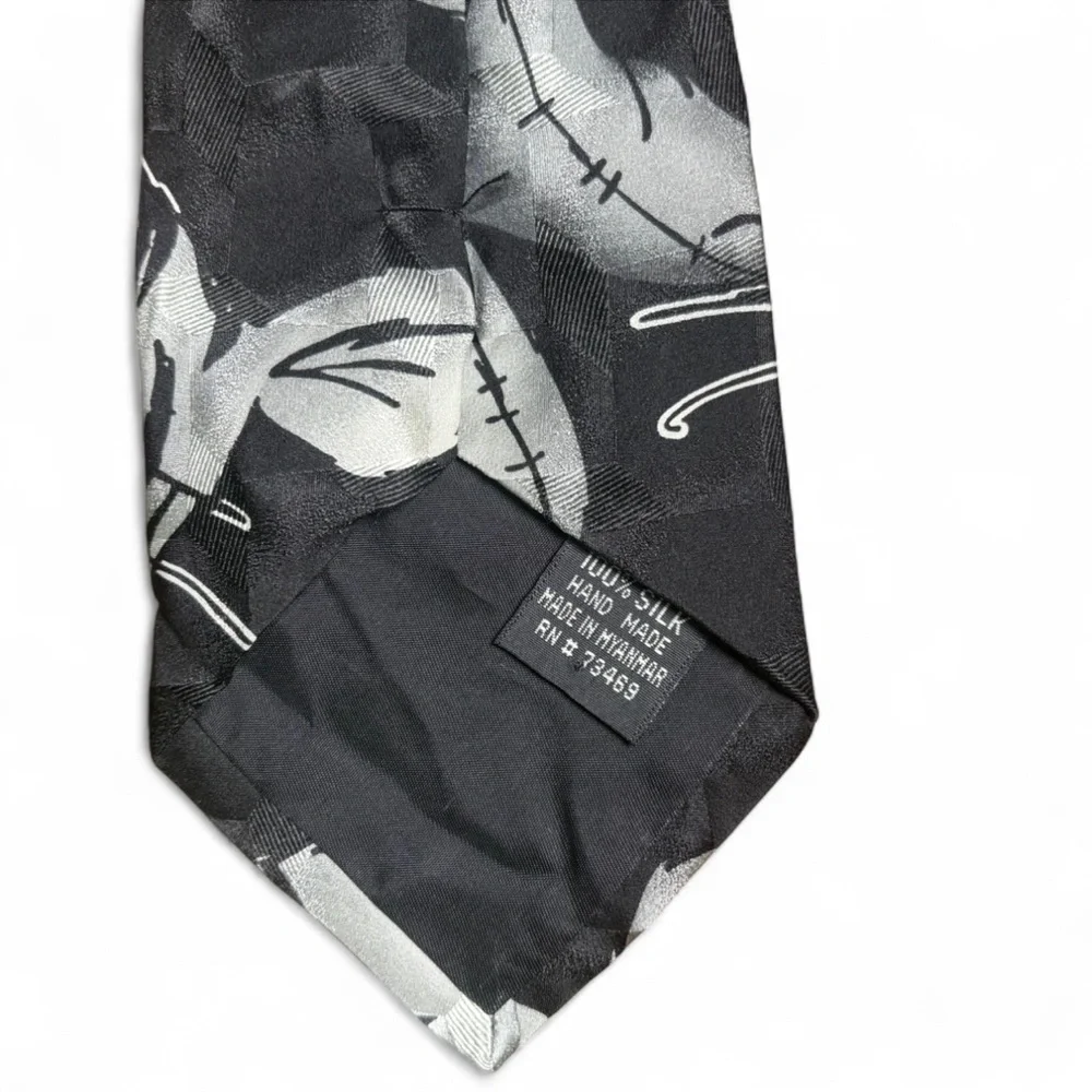 Vintage Disney Pooh Silk Tie Black & White Winnie the Pooh Tigger Eeyore